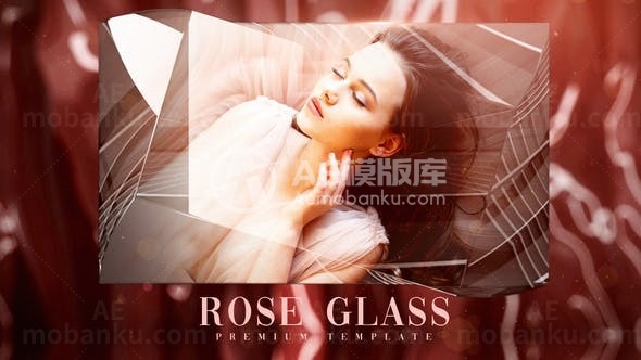 玫瑰色玻璃质感背景相册展示AE模板