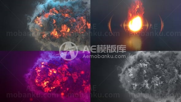 快速火焰揭示标志片头AE模板