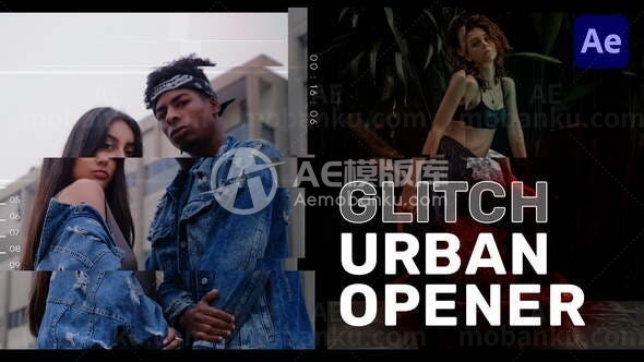 故障扭曲效果城市宣传片头AE模板