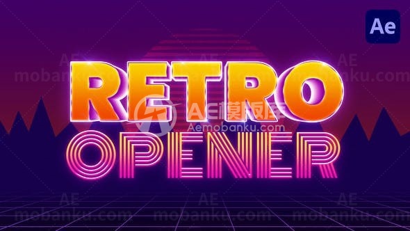 多彩闪烁效果复古片头AE模板