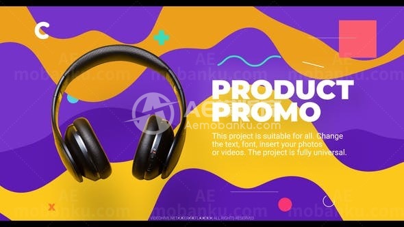 卡通风格多彩流体效果简单产品宣传AE模板