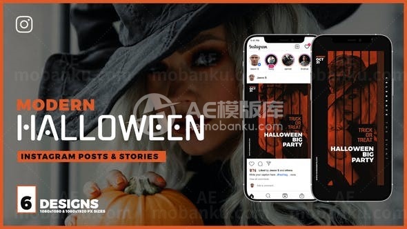 手机端欢快万圣节视频展示AE模板