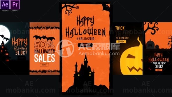 手机端万圣节动画宣传视频AE模板