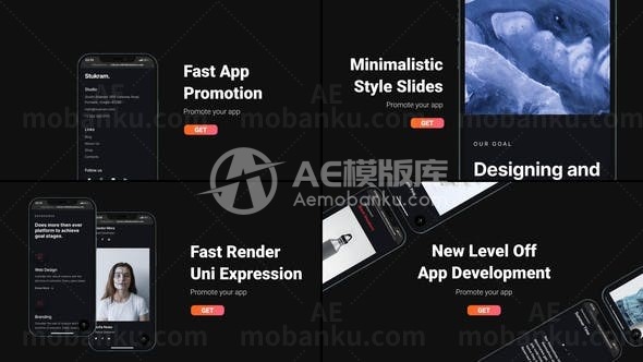 暗黑风格快速应用App推广AE模板