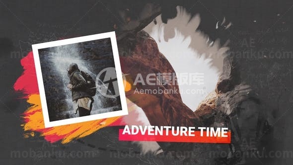 水墨效果切换浪漫旅行图片展示片头AE模板