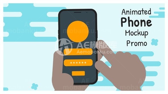 卡通风格动画手机应用宣传样板AE模板