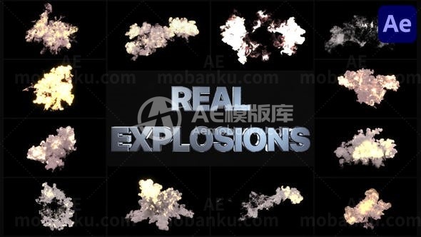 真实爆破火焰效果叠加包装视频AE模板