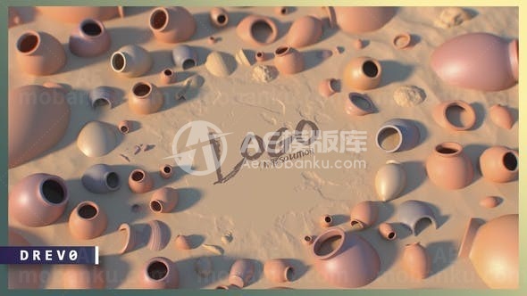 陈酒陶罐包围揭示标志片头AE模板