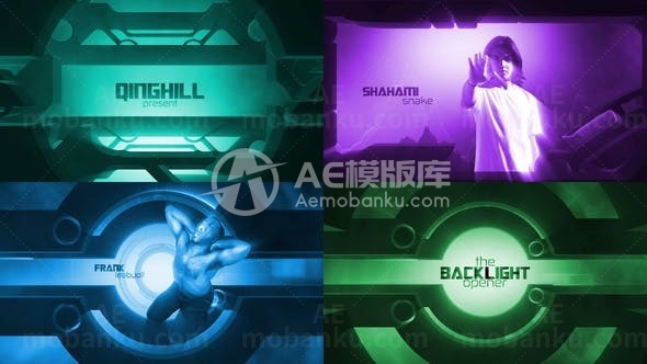 夜光背景灯电影开场片头展示AE模板