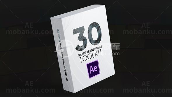 30中平面彩色形状转场效果AE模板