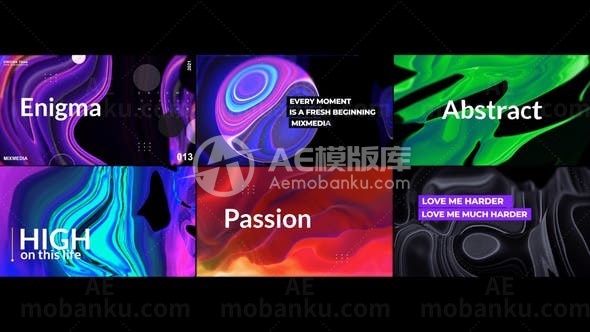 抽象炫彩流动效果背景标题展示AE模板