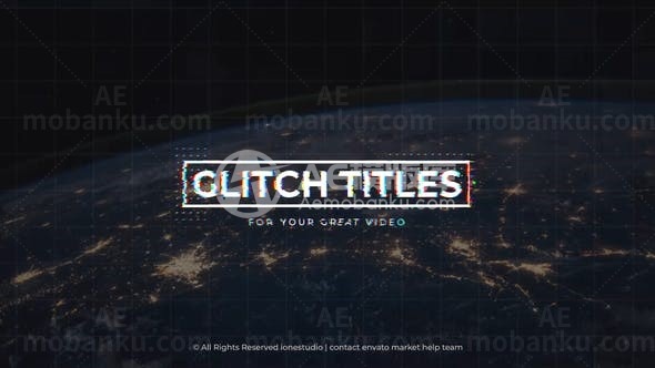 故障扭曲闪烁效果文字标题字幕展示AE模板