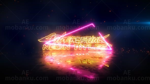 霓虹开启闪烁效果文字标题AE模板