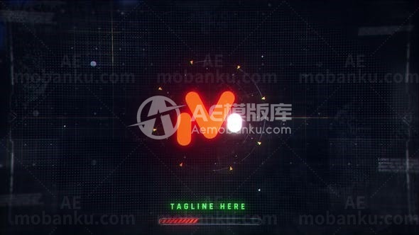 霓虹故障效果数字标志展示AE模板