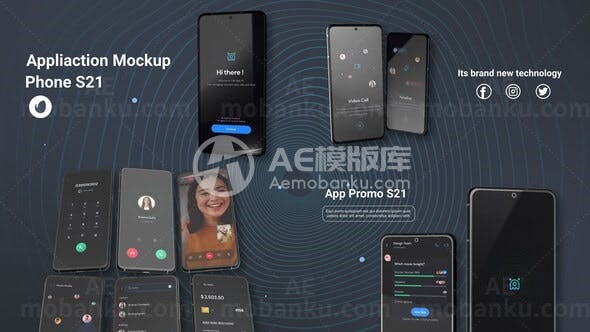 暗色手机应用程序App推广AE模板