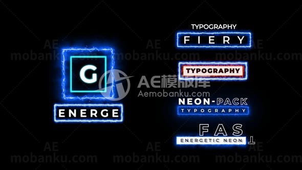 霓虹边框效果文字字幕标题展示AE模板