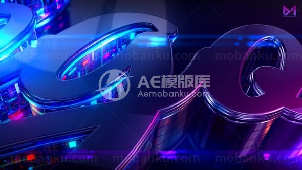 三维多彩混合光效标志展示AE模板