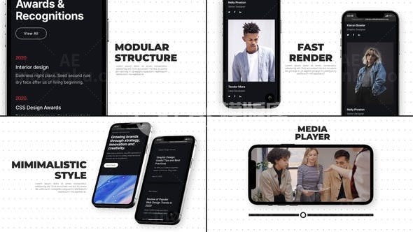 暗色手机应用程序App推广AE模板