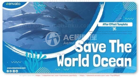 世界海洋拯救日宣传展示AE模板