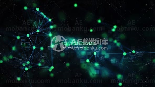 抽象光球网线背景文字标题展示AE模板