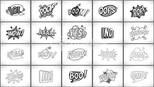 黑白漫画风文字标题字幕展示AE模板