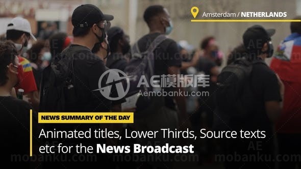 广播电视新闻文字标题字幕展示AE模板