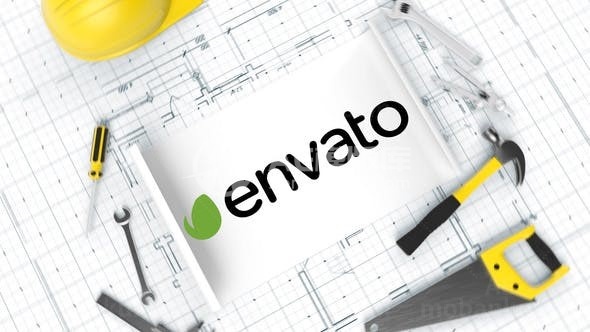 建筑蓝图卷轴展开揭示标志AE模板