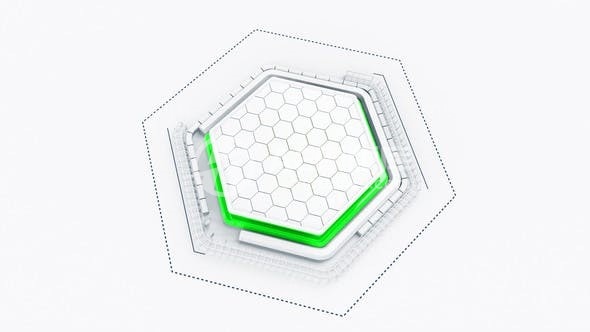 科技六边形旋转拉近揭示标志AE模板