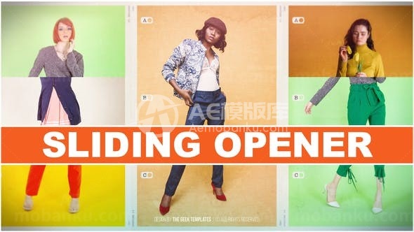 分屏滑动切换切片组合效果片头AE模板