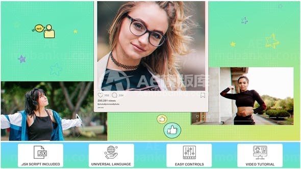 视频照片滑动切换时间展示AE模板