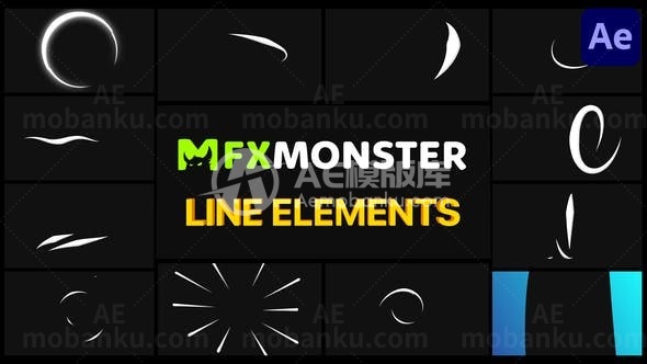 线条动画元素叠加视频效果AE模板