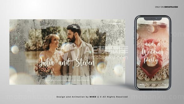 浪漫婚礼图片幻灯片请柬AE模板