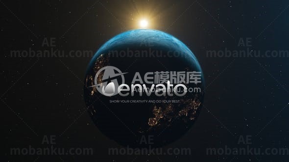 星空地球背景文字标题展示AE模板