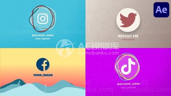 平面动画水花飞溅标志包AE模板