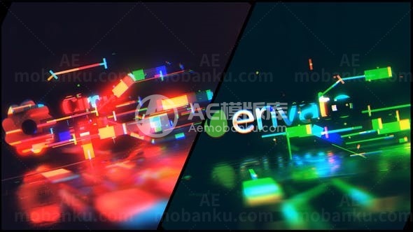 抽象科技三维幻光揭示标志AE模板