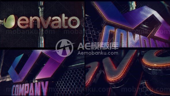 三维立体旋转影视金属标志片头AE模板