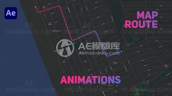 地图路线动画演绎AE模板