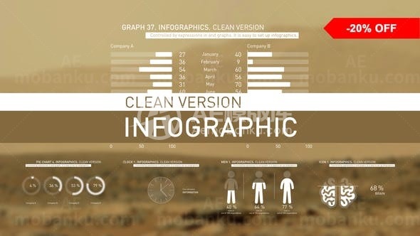 简洁优雅信息图表动态展示AE模板