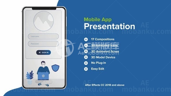 简约手机应用程序App宣传展示AE模板