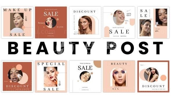 手机端美妆时尚品牌促销展示视频AE模板