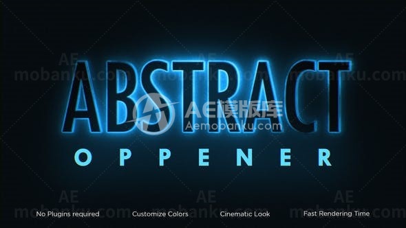 抽象绿色发光勾边文字标题AE模板