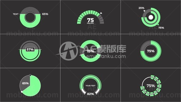 圆环饼状数据统计信息图展示AE模板