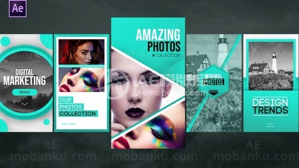 手机端渐变视频包展示AE模板