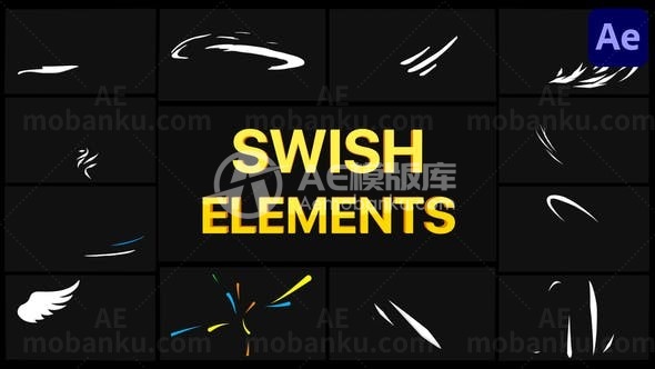 快速闪动形状线条动画元素叠加视频AE模板