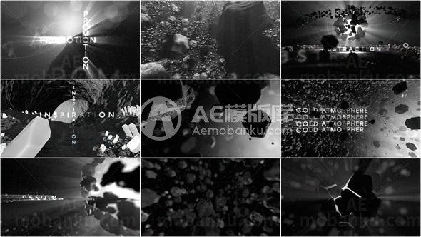 故障闪烁效果太空陨石群效果AE模板