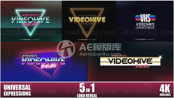 电音霓虹故障效果标志展示AE模板