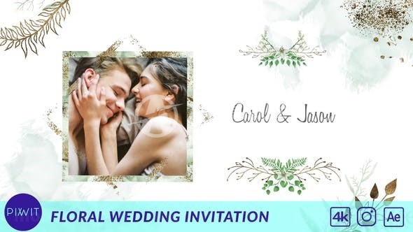 鲜花婚礼温馨简约邀请函设计AE模板