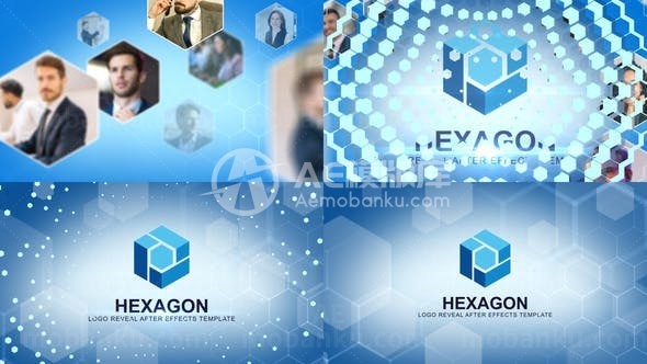 六边形照片揭示标志片头AE模板