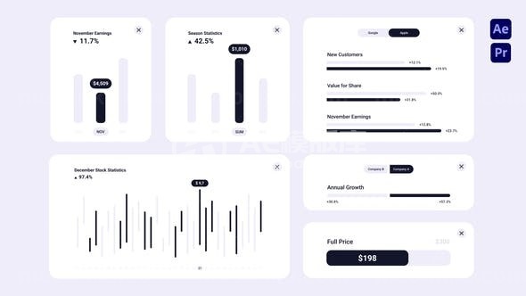 企业数据信息统计图表动态展示AE模板