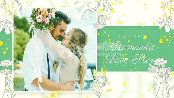 卡通风格背景浪漫美丽幻灯片AE模板